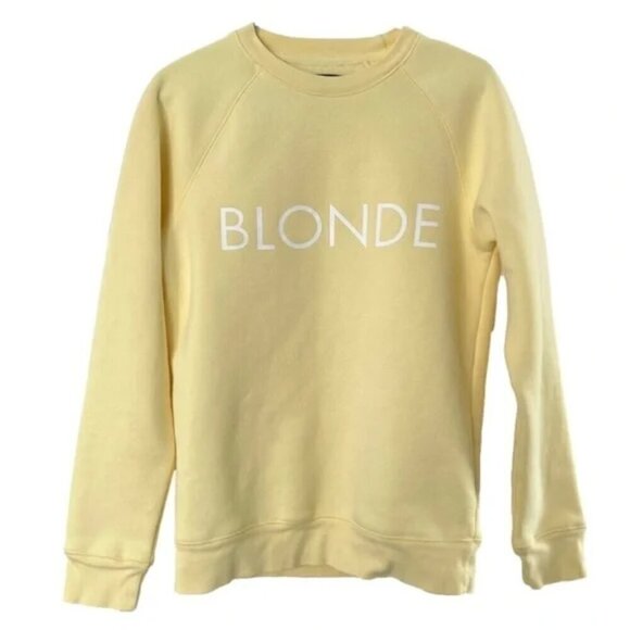 NWOT Brunette the Label "BLONDE" Sweatshirt | Lemoncello - Picture 3 of 5